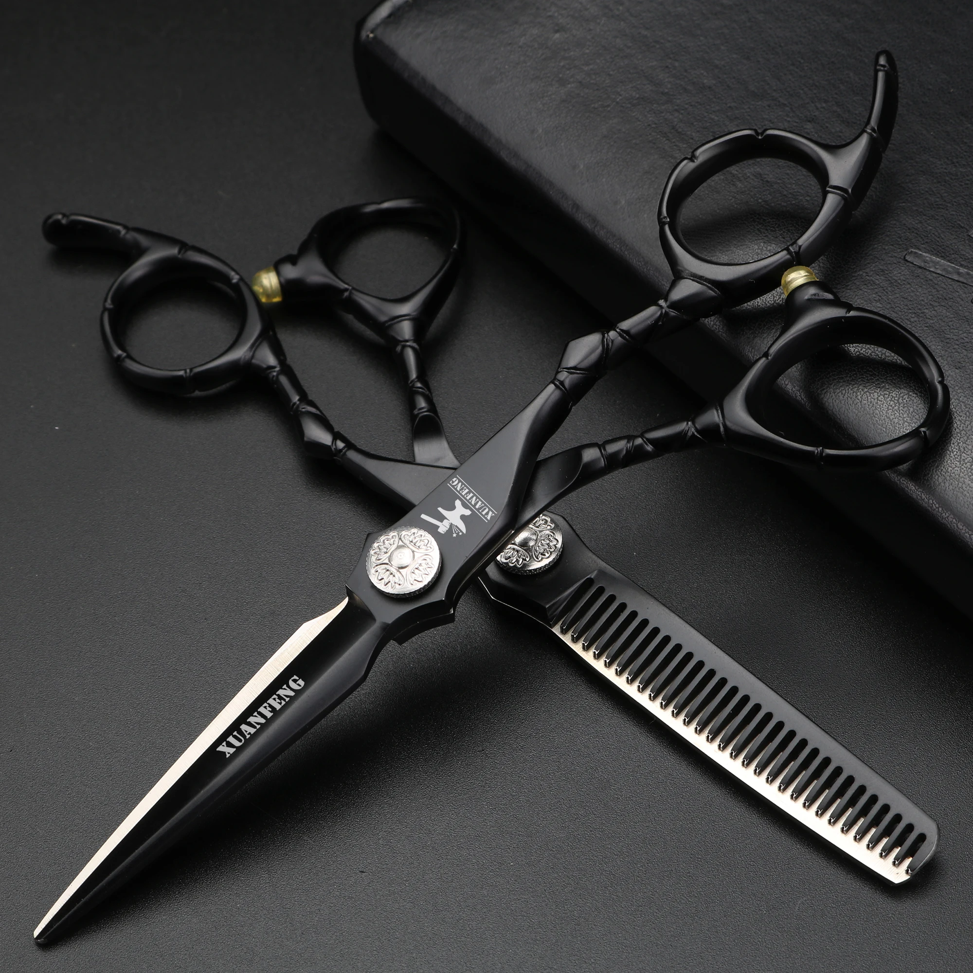 

Professional barber scissors 6 inch Japanese 440C steel hair scissors Cutting and thinning scissors