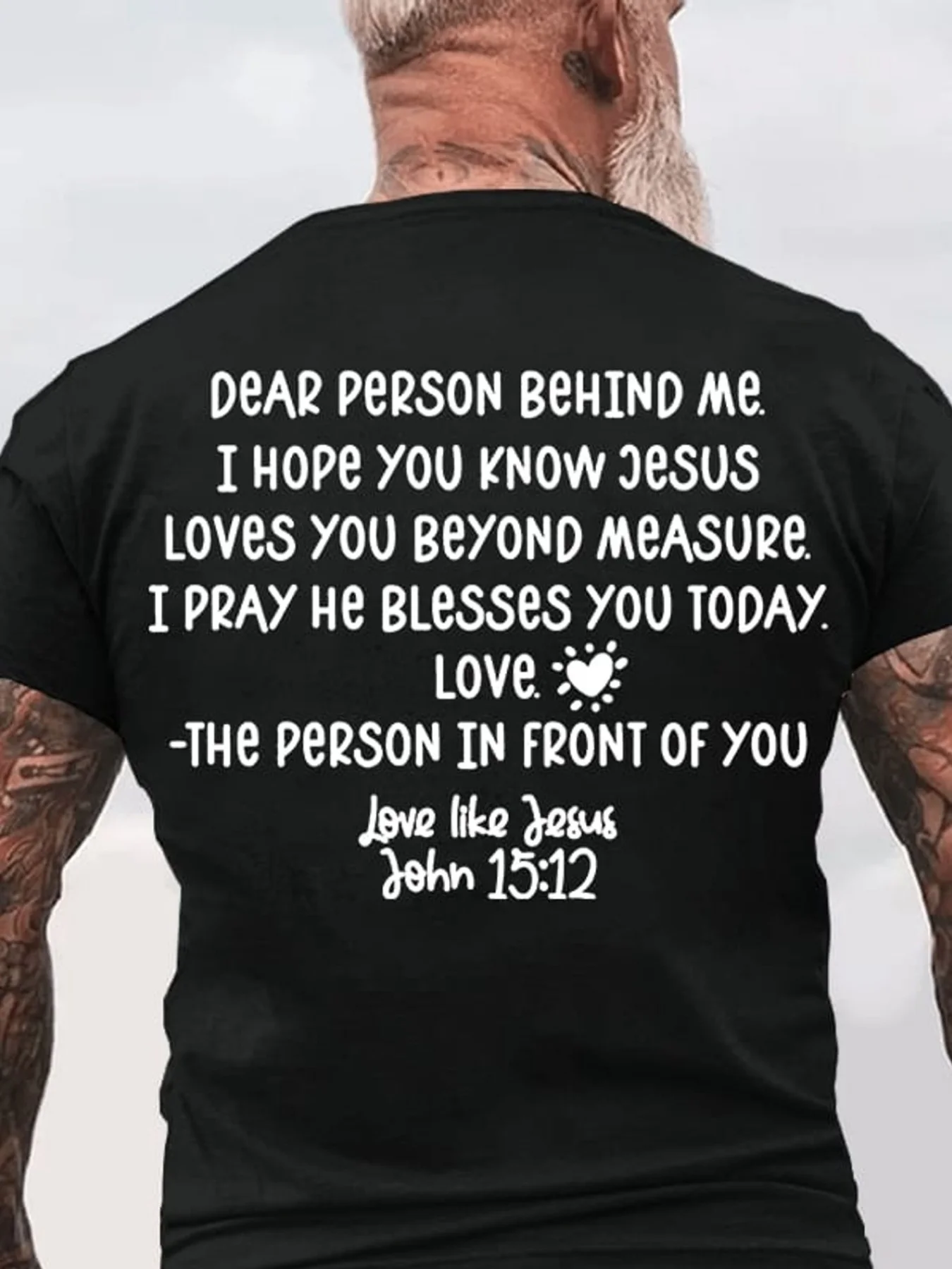 T-Shirt for The Individual Behind Me | Religious Tee with Christian Message ' Loves You', Men'S Crew-Neck Shirt with a Back Desi
