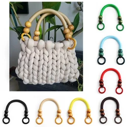 4PCS Nylon Rope Wooden Bead Wallet Strap Replacement Handle Four Wooden Beads U-Shaped Crossbody Bag Gift Box Handle