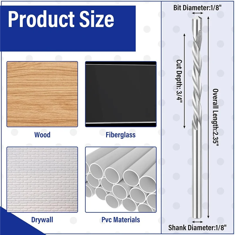 

Fresh 250 Pcs Drywall Bit 1/8 Inch Spiral Saw Tip Cutting Bits Drywall Guide Point Cutting Bits Tools, For Use With Spiral Saw