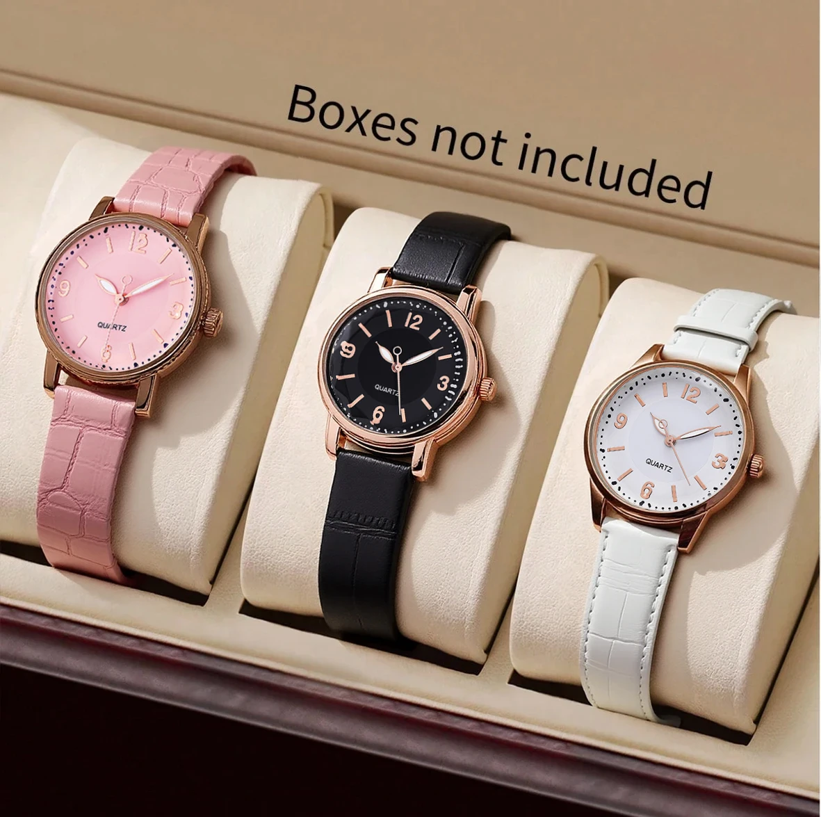 

Модные простые трендовые кварцевые часы с поясом и крокодиловым узором, набор из трех предметов, подходят для подарков на Рождество и Хэллоуин