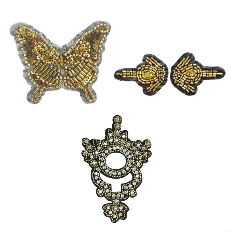 

Embroidery Applique Beadwork Fabric Patches for Various Fabric Surfaces Elegant Styles Handcraft Garment Decoration