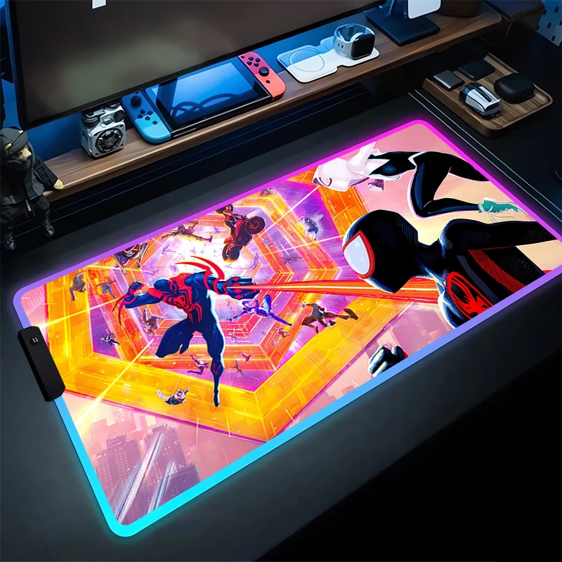 

RGB Mouse Pad S-Spider-Mans Non-Slip Rubber Edge locking mousepads Game play mats notebook computer Home Decor handsome style