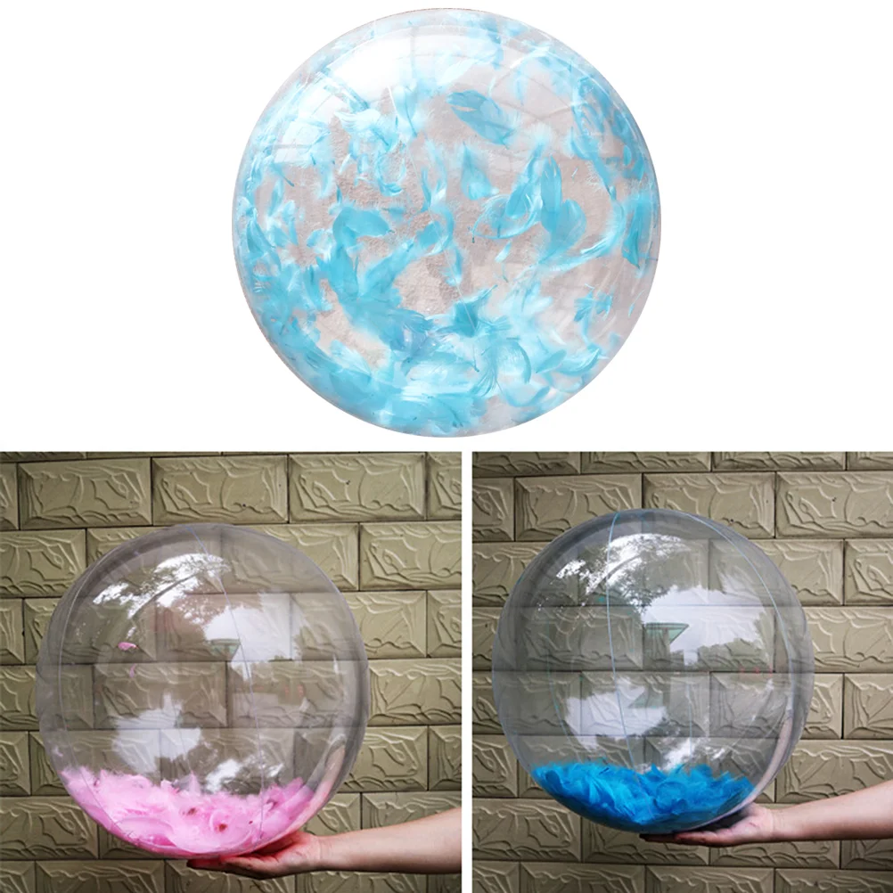 Aufblasbarer Ball, rund, transparent, für den Außenbereich, Innenbereich, Wasserspiel-Wasserball (blau, 40 cm nach dem Luftaufpumpen, enthält ein bisschen Oth