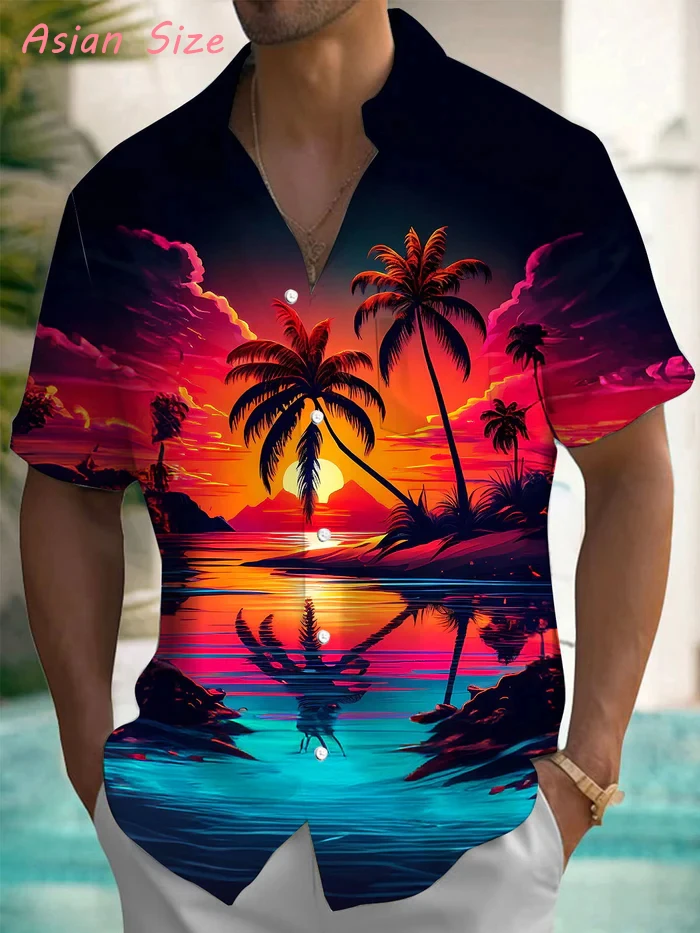 

Hawaiian Shirts For Men Short Sleeve Camisa New Coconut Treeo Graphic 3d Shirt Fashion Tropical Beach Summer Tops Men's Blouses