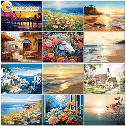 CHENISTORY Painting By Numbers Hand Drawn Style Adult Kit Seascape DIY Acrylic Paint Canva Artwork Canva Art Gift Home Decoratio