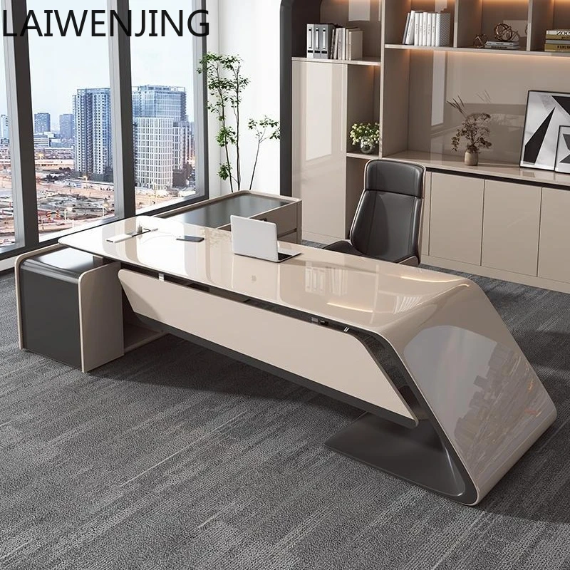 

HLZ creative fashion paint boss table simple modern desk president class table and chair combination