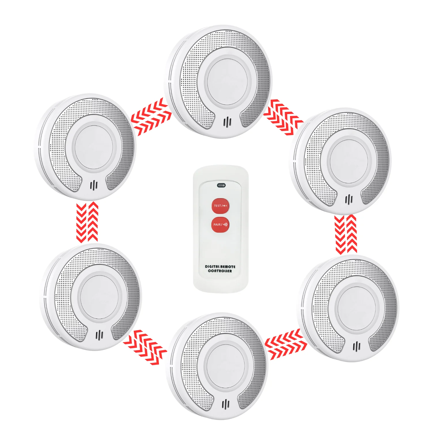 10 Year Battery Interconnected Smoke Detector / Remote controller, Interlinked Wireless Fire Alarm,VS03F/RC07
