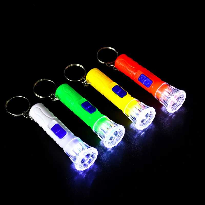 10pcs Mini Keychain LED Flashlight Lamp Children Plastic Flashlight Lamp Birthday Gifts Guests School Prize Gift Pack Souvenir