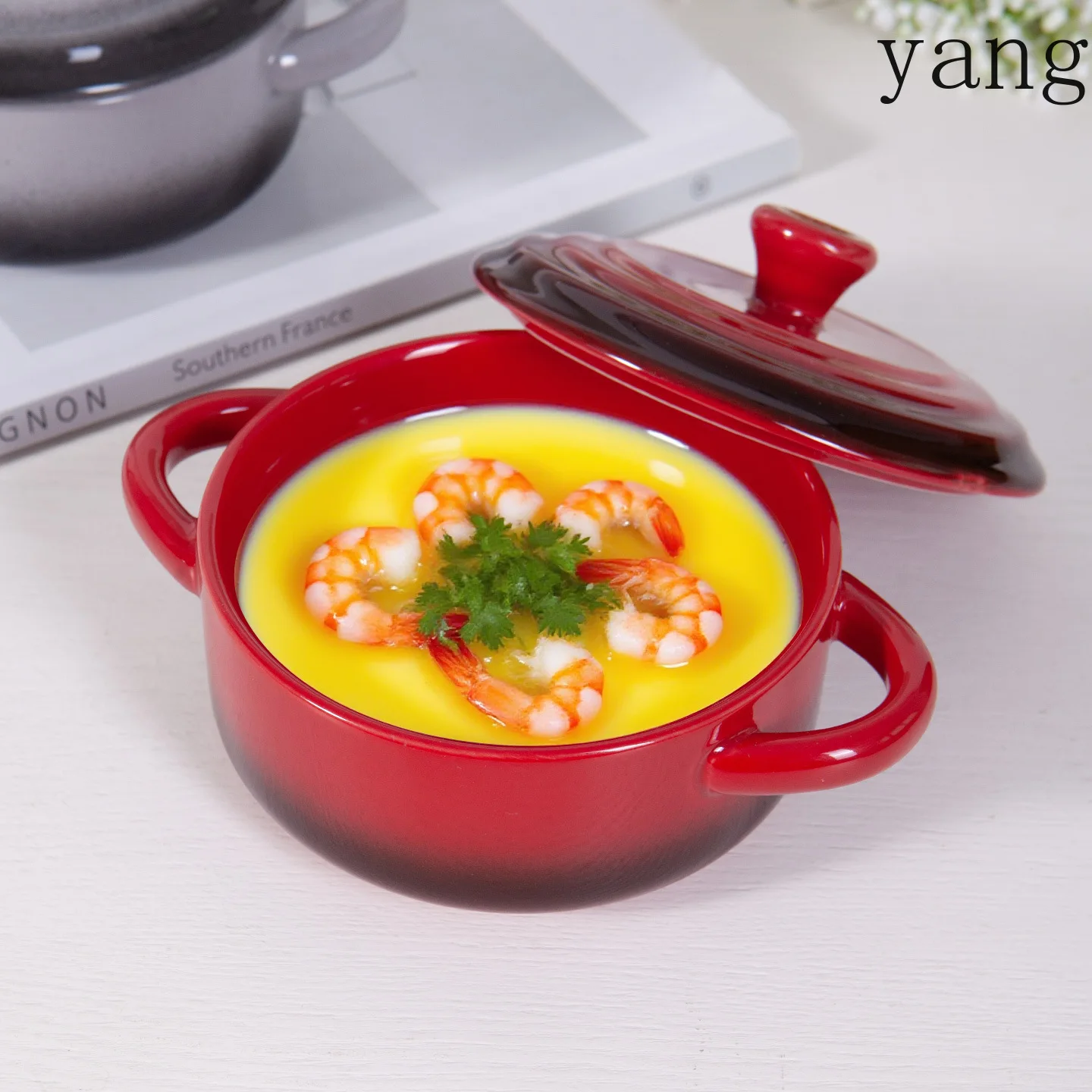 LMM household steamed egg custard bowl with lid stewed egg bowl binaural complementary food