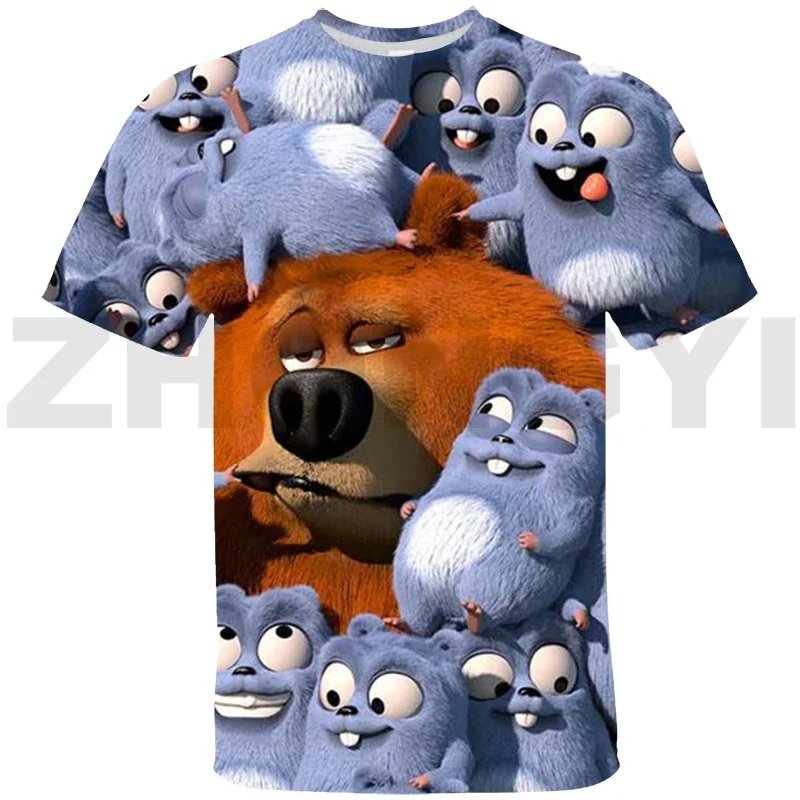 Harajuku Cartoon Grizzy and The Lemmings Tshirt Children Streetwear Oversized Men Clothing Tops Tee 3D Anime Graphic T Shirts