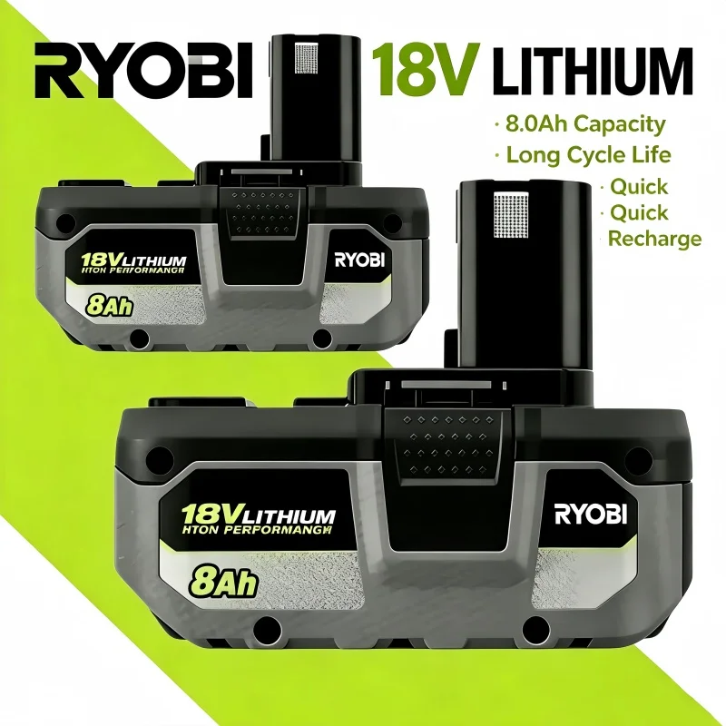 Оригинальный литий-ионный аккумулятор RYOBI 18V емкостью 6.0 Ач, совместимый с беспроводными электроинструментами Ryobi P105, P106, P107.