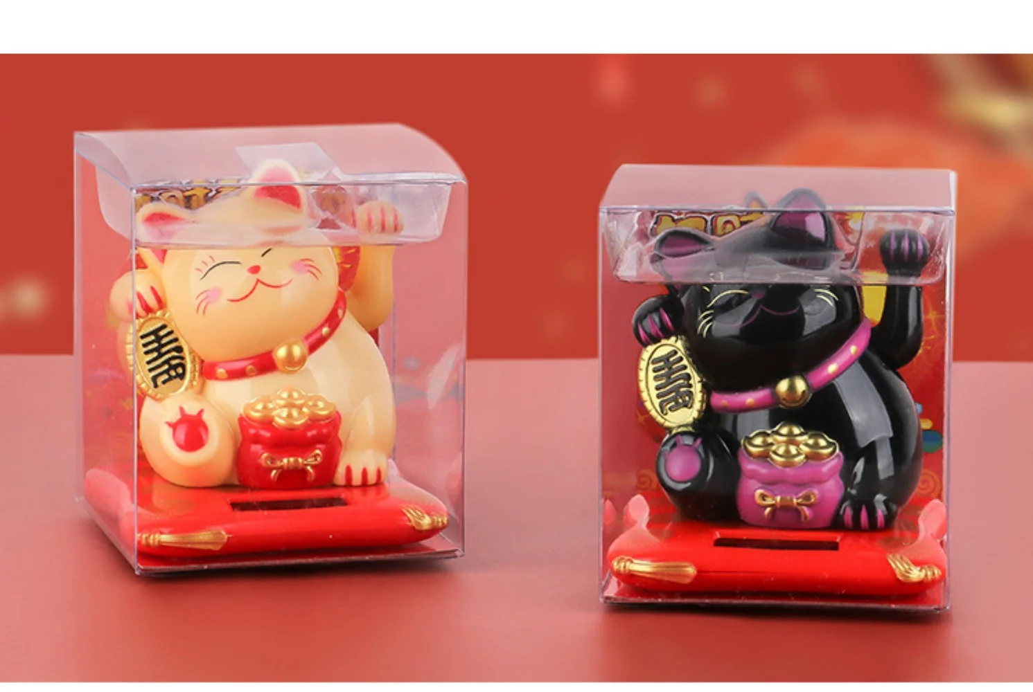 1pc Lucky Beckoning Cat Solar Powered Waving Wealth Good Fortune Awaits Solar-Powered Ornaments For Car Home Office Decoration