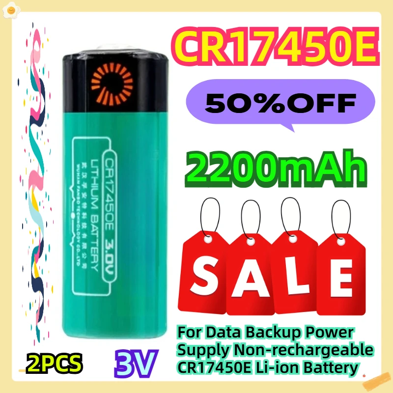 

2200mAh 3V 2pcs For Data Backup Power Supply Non-rechargeable CR17450E Li-ion Battery