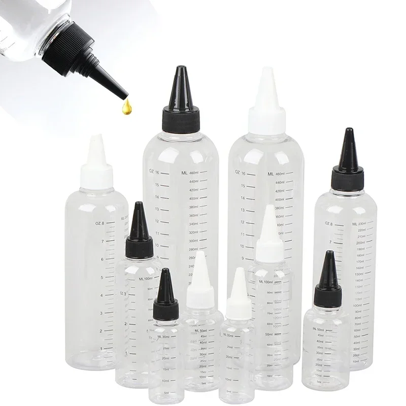 

20PCS Empty 30ml-500ml Clear PET Plastic Graduated Bottles Tattoo Ink Dropp Bottle Refillable Containers For Pigment Liquid Oils