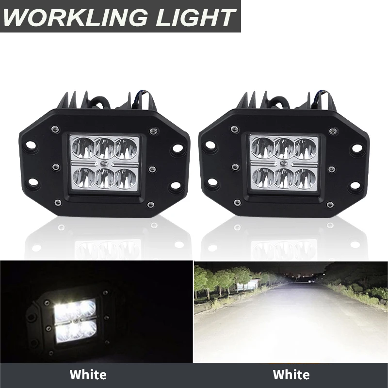 

2x 5" 18W Flush Mount LED Work Light Bar for Car Truck Offroad Boat 4WD Atv Spot Beam LED Pods Driving Fog Light 12V 24V Auto