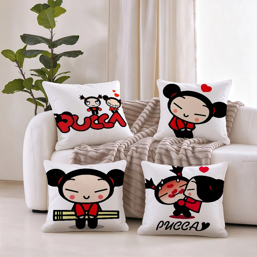 P-Pucca Cartoon cushion cover Square Office Bedroom Headboard Sofa Living Room Backrest Cushions Sleeping