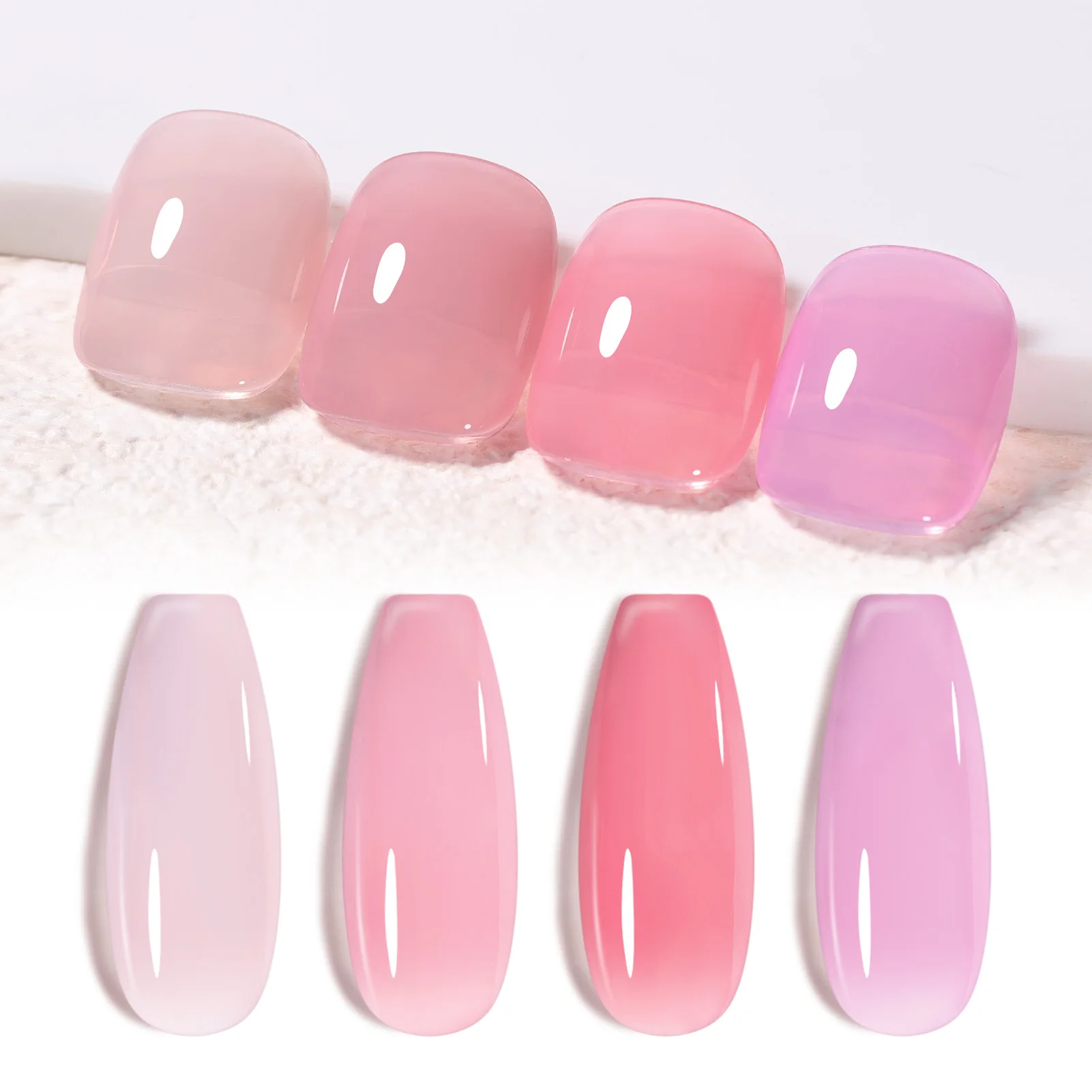 BORN PRETTY Muted Bloom Milky Jelly Gel Nail Polish Set Sheer Nude Pink Gel Polish Crystal Transparent Nail Art Gel Polish Set