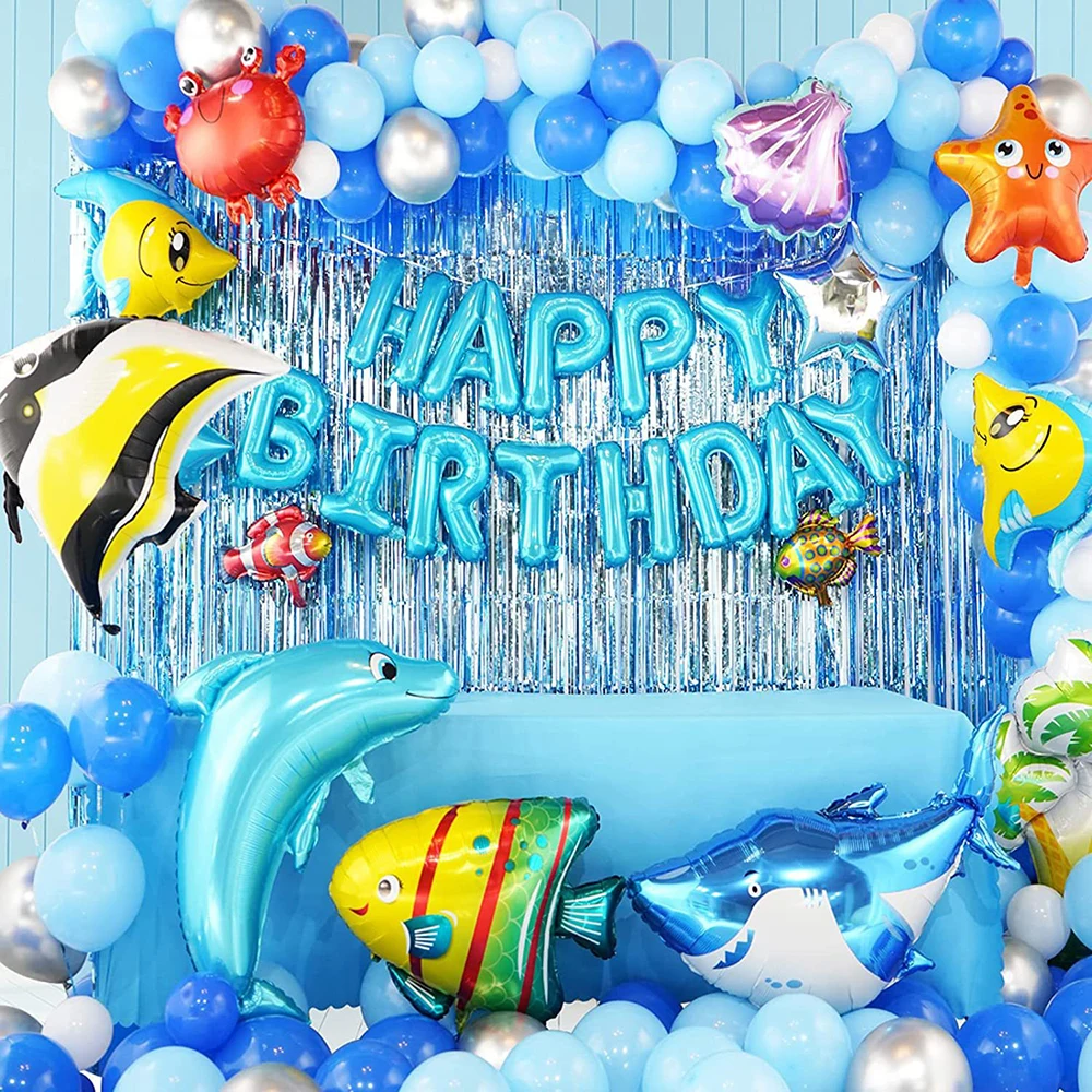 Sea animal balloons under the sea for children, helium balloons, Ocean World, mermaid, birthday party decoration, baby shower