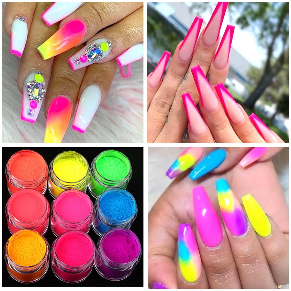 

10ML Nails Art Glitter Fluorescent Nail Powder Neon Pigment Manicure Nail Blooming Decoration Accessory Set