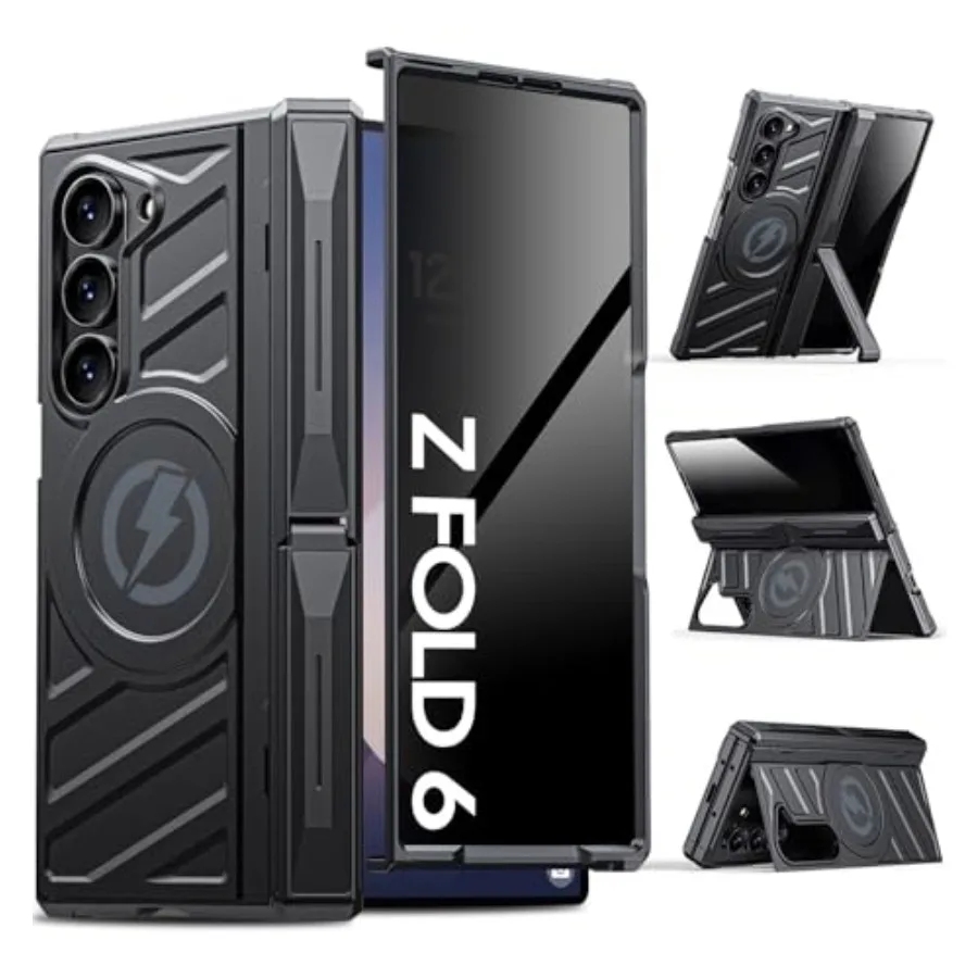 

Magnetic for Samsung Z-Fold-6 Case: Armor Phone Case [Compatible with MagSafe][Privacy Screen Protector][Hinge Protection][Dual