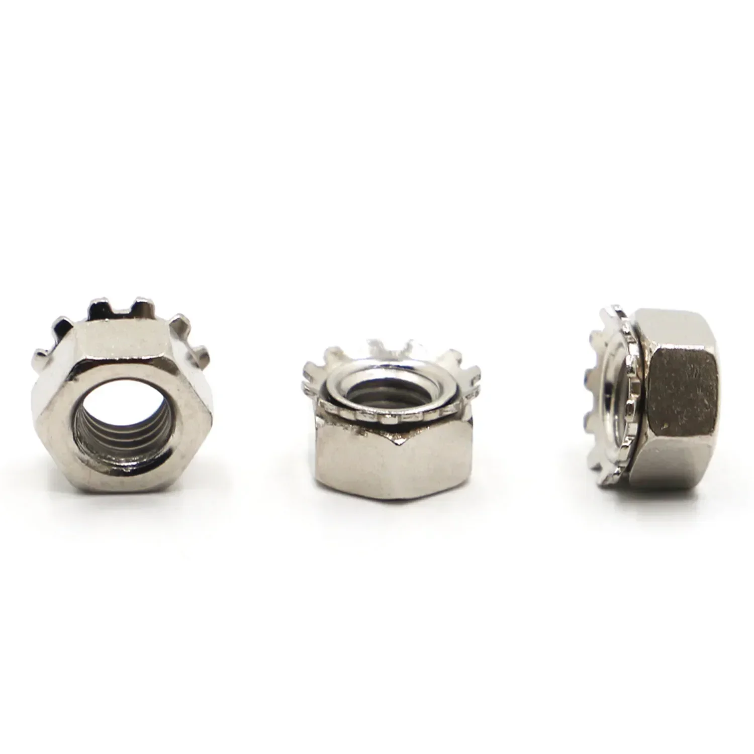 

2-5-10Pcs Carbon Steel K Type Nut M3 M4 M5 M6 M8 M10 Hex Toothed Serrated Washer Lock Nut Nickel Plated