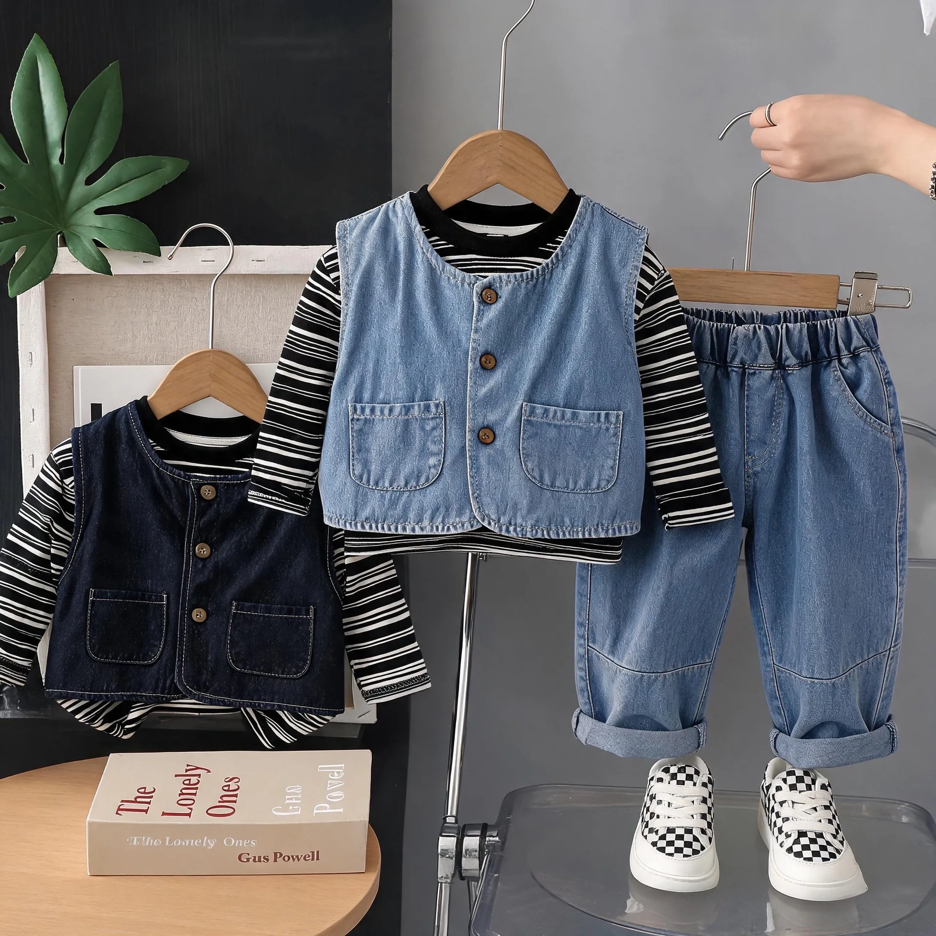 Boys Clothes Sets Spring Autumn Children Denim Vest Sweatshirts Pants 3pcs Casual Suit For Baby Tracksuits Kids Outfits Toddler