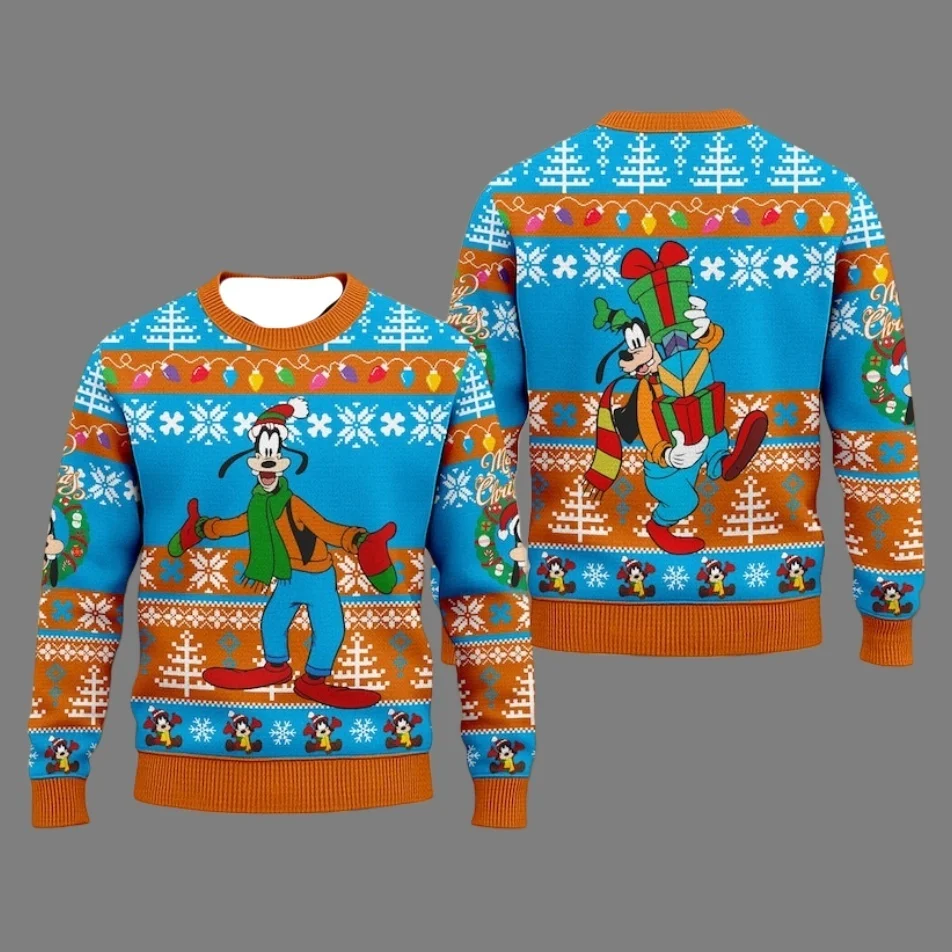 Тема анимационной коллекции Disney, уродливый свитер для рождественской вечеринки, толстовка с круглым вырезом, увеличенная новая коллекция для взрослых, осень/зима