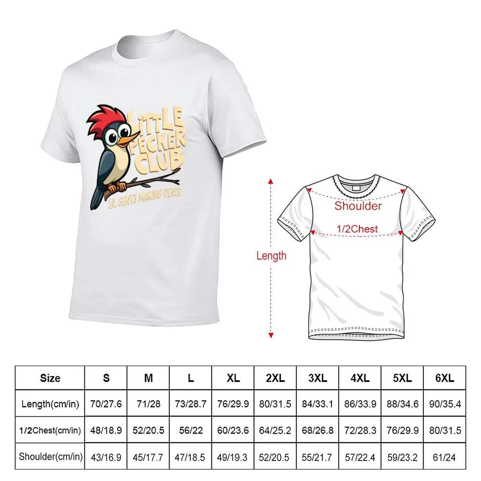 Little Pecker Club Lil Gents Making Dents Funny Woodpecker Humor T-Shirt t shirt man cotton T-Shirt