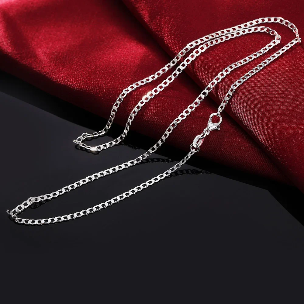 

New 925 Sterling Silver Necklace 16/18/20/22/24/26/28/30 Inches Classic 2MM Flat Sideways chain for Women Men Jewelry Gift party