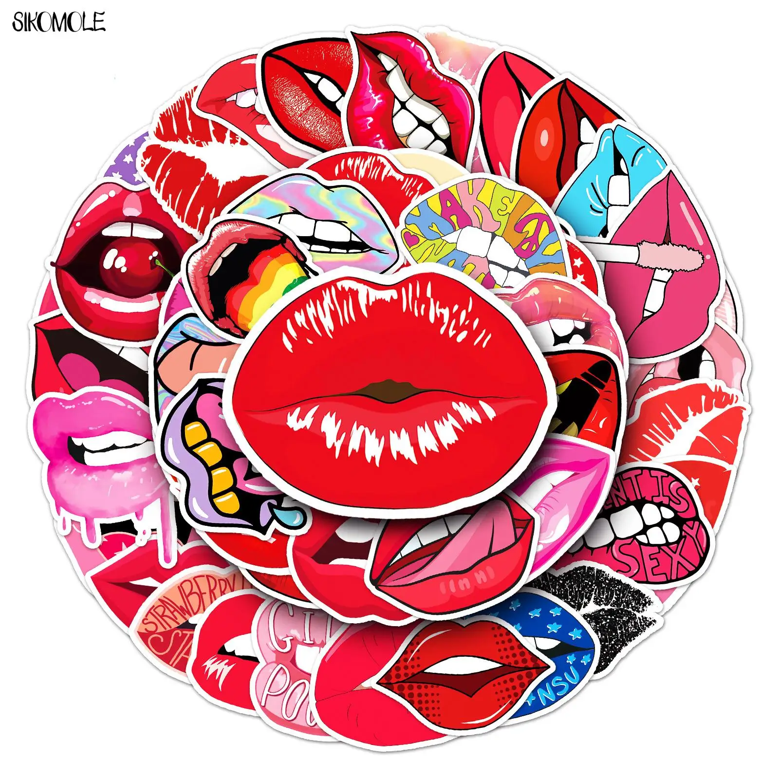 

10/30/50PCS Cartoon Cute Sexy Lips Creative Stickers Red DIY Toys Car Skateboard Laptop Graffiti Decals Sticker F5