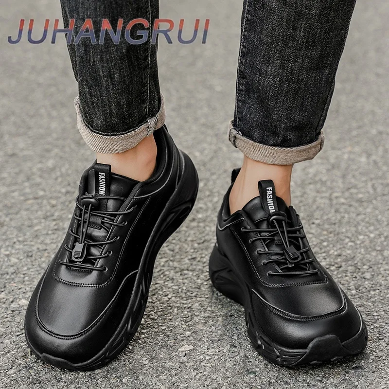 New Men's Wide Toe Casual Leather Shoes Autumn Winter Sports Shoes Breathable Leather High-quality Soles Non-slip Hiking Shoes