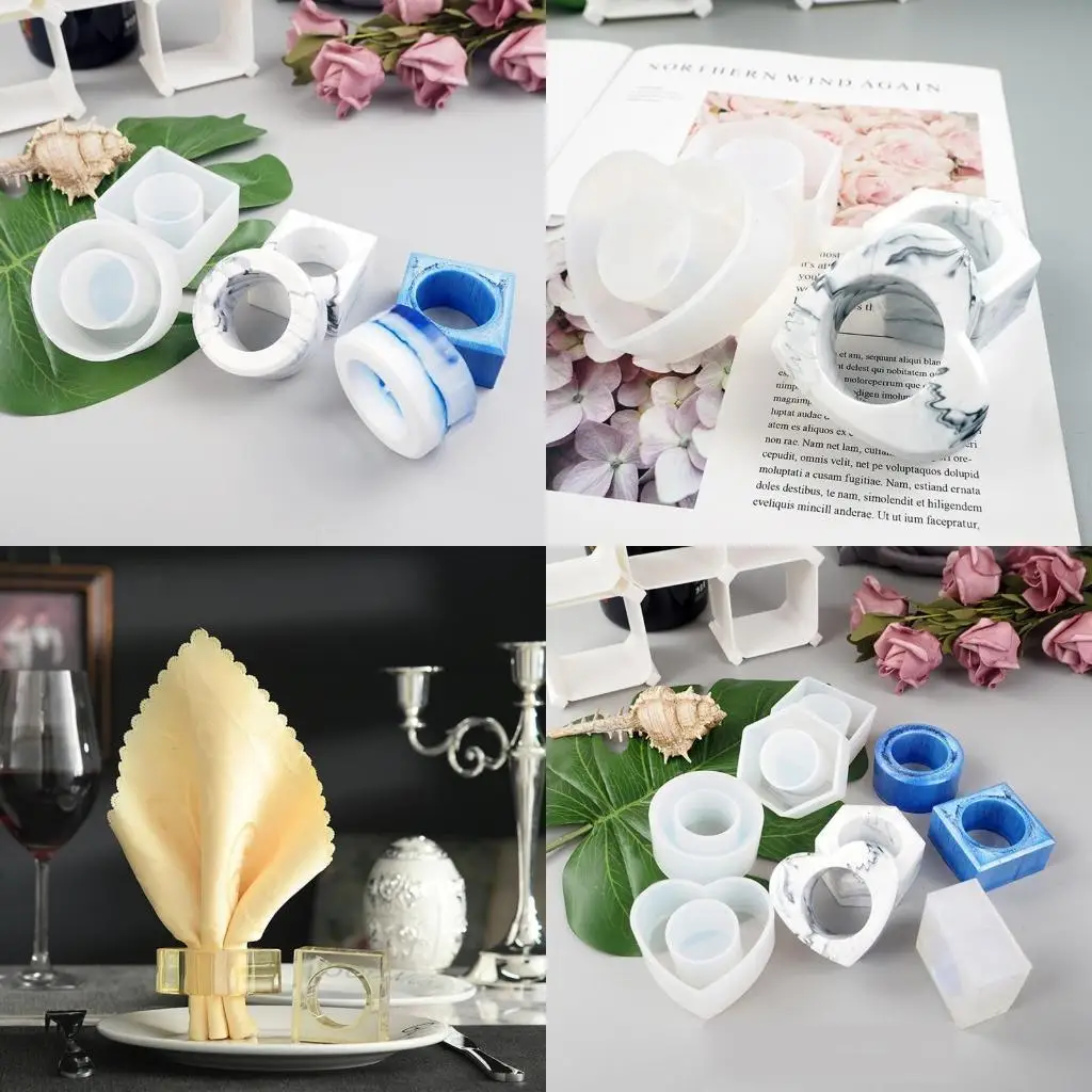 

P9FE Napkin Rings Resin Mold Set of 4 Silicone Epoxy Resin Casting Mould Napkin Ring