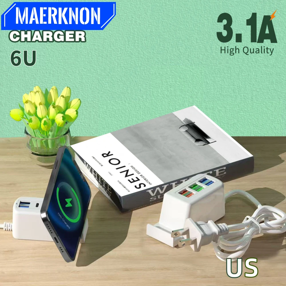 6 USB Out PD Type C Super Charge Quick Wall Chargers USB Adapter Mobile Phone EU US UK Plug USB Type C Charger