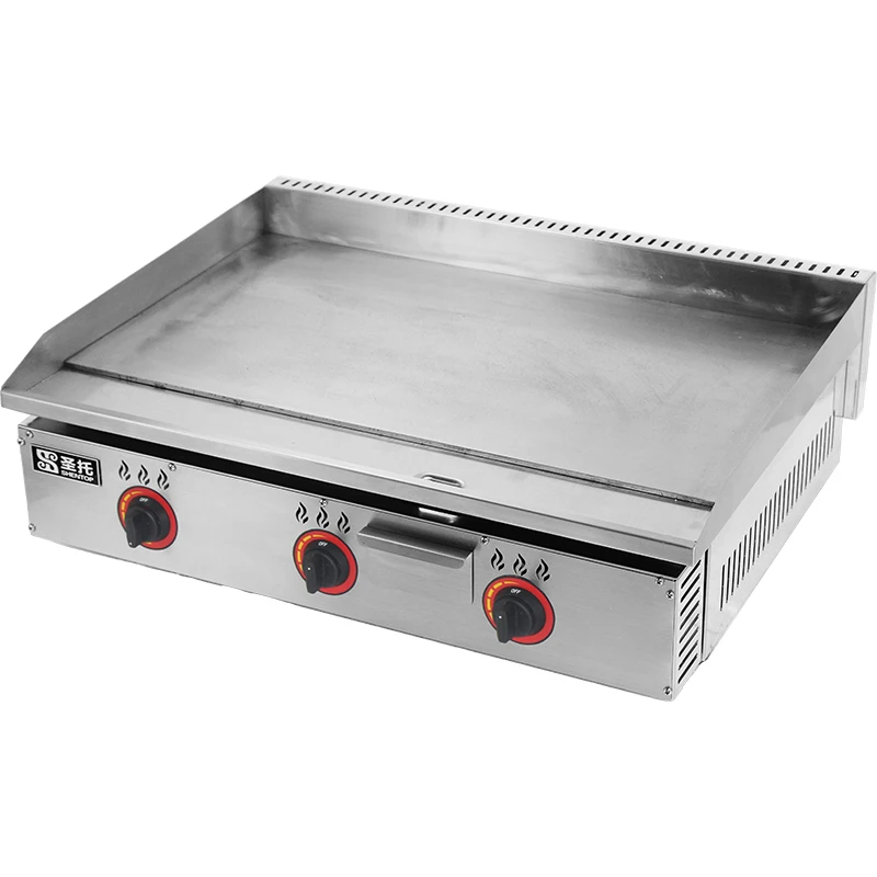 Non-Stick Griddle Portable Table Top Gas Flat Griddle Commercial Restaurant 2 Burners Gas Grill Griddle