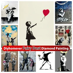 Banksy Graffiti Art Fairy Dust Diamond Painting Full Square Drills Balloon Girl ricamo punto croce Crystal Craft Home Decor