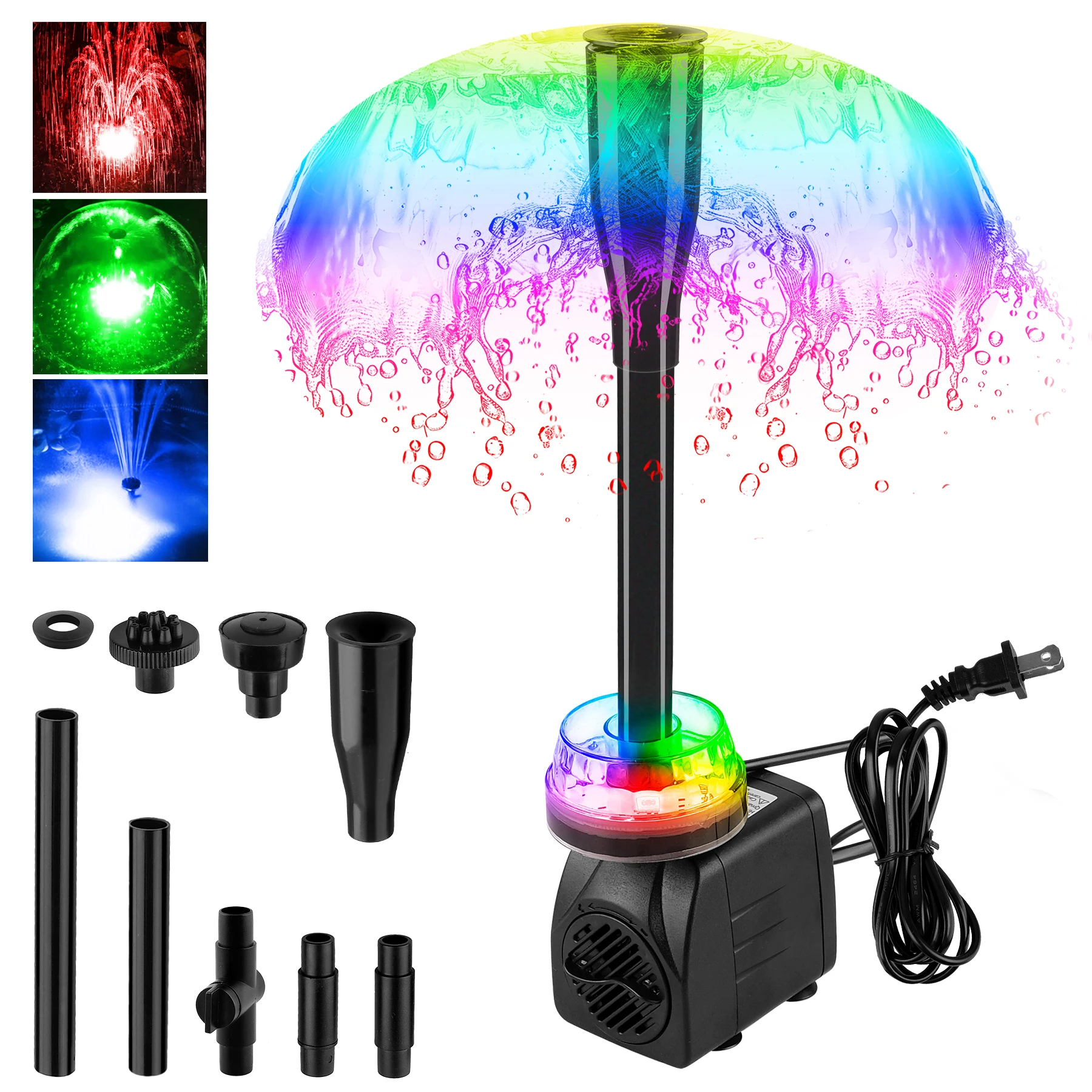 

US/UK/EU Plug RGB LED Underwater Lamp Colorful Fountain Pool Light IP68 Waterproof RGB Gradient Swimming Landscape Lamp 3 Modes