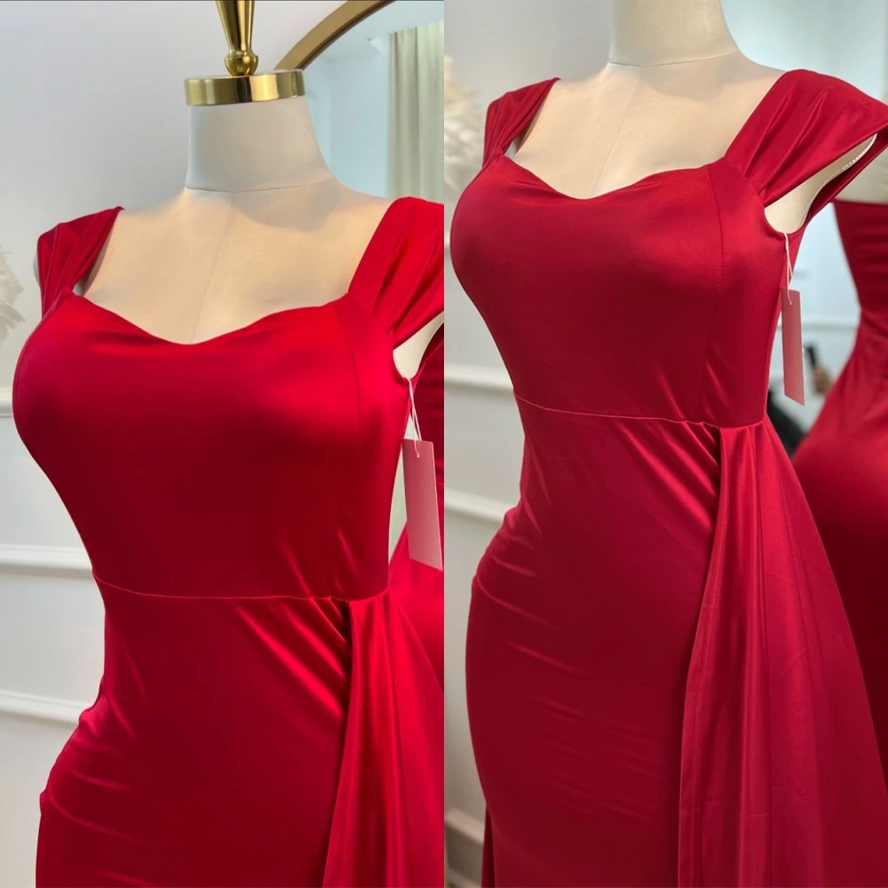 Customized Delicate Jersey Spaghetti Straps Evening Dress Graceful Prom Dress Temperament Straight Special Occasion Gowns