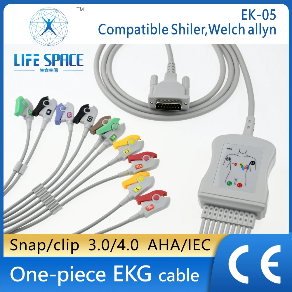 

Ecg Ekg Cable Leadwires One Piece 10 Leads Medical Ecg Cable 4.0 Banana Compatible Shiler,Welch allyn