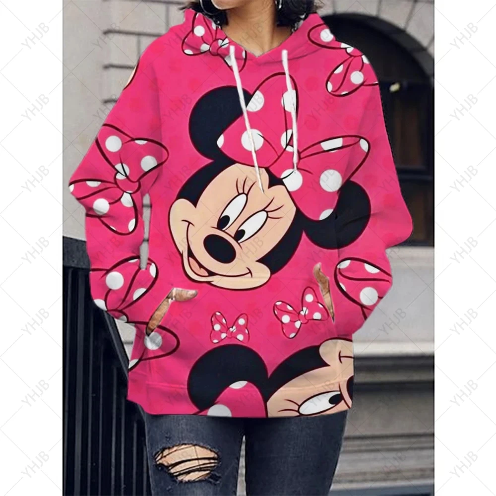 Disney-Mickey and Minnie Pullover for Women, Capuz Female Clothes, Capuz, Casual, Original, manga, New, 2023