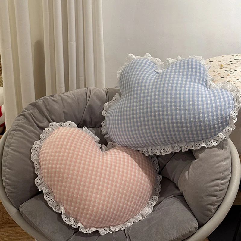 Sky Pillow Plush Moon Heart Star Cloud Soft Cushion Colorful Check Pattern Sofa Chair Decoration Plushie Ladies Gift
