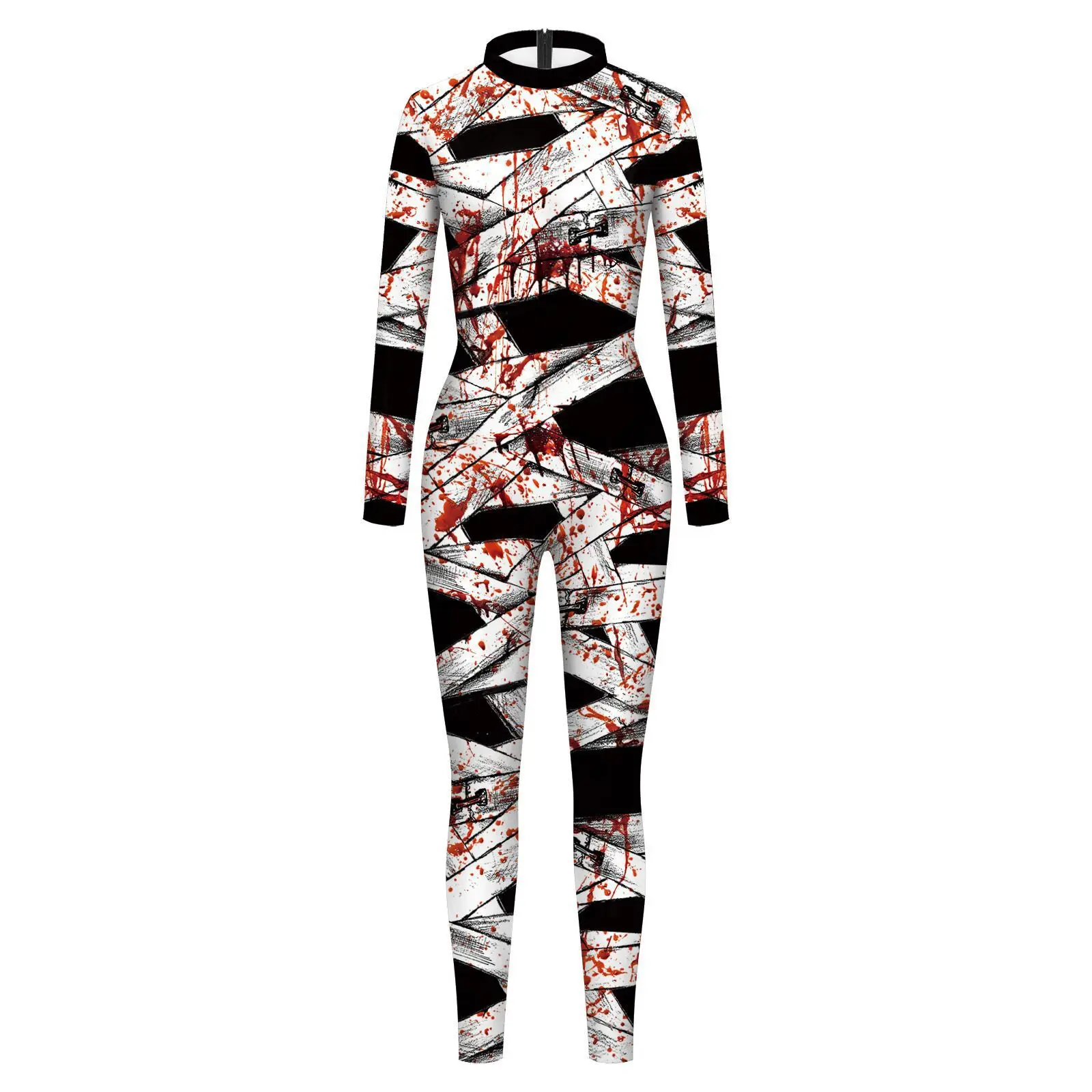 Damen Glänzender Pailletten-Muster Bedruckter Zentai-Bodysuit Traditioneller Lustiger Jumpsuit Halloween Karneval Party Aufführungskostüme – Detail 6