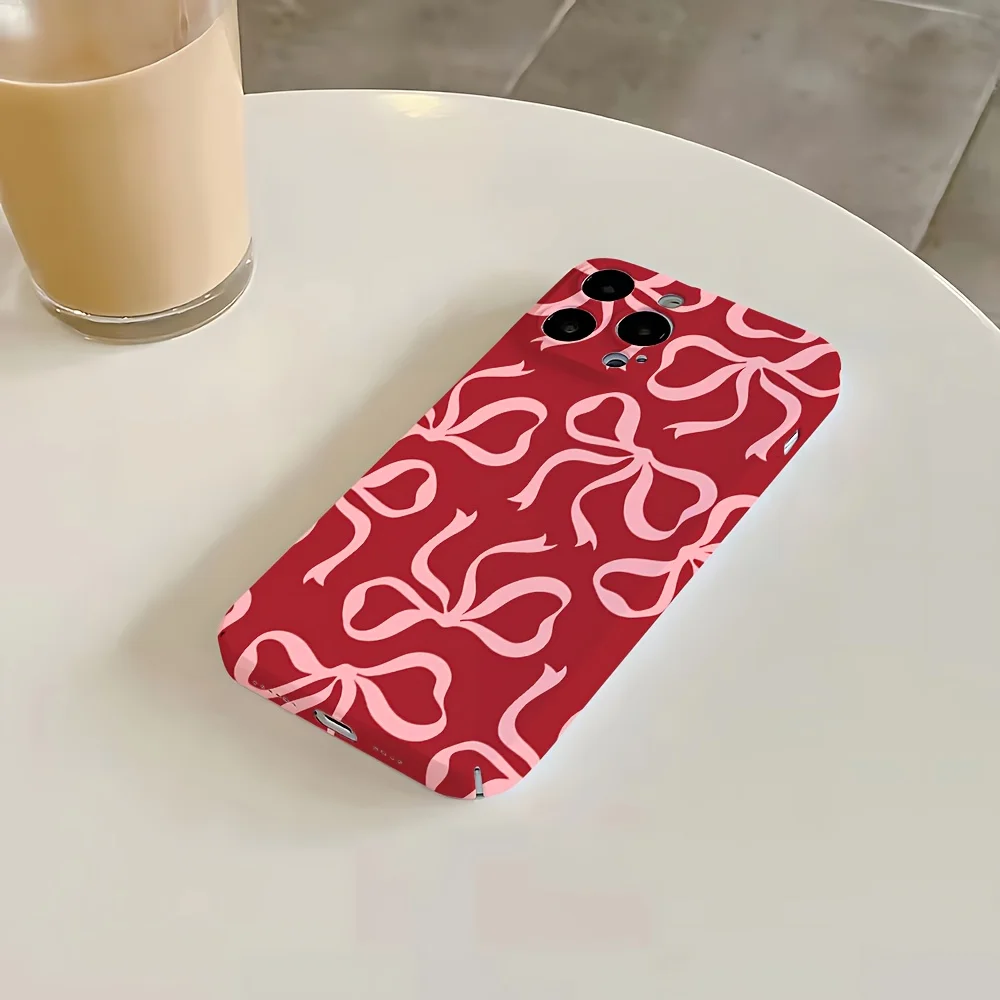 

Pink Bows Phone Case for Iphone 16, 15, 14, 13, 12, 11 Pro, Max, X, XR, XSMAX, 8, 7 Plus Lens Protection Shock with A Hard PC