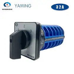 LW26-32 Electric 3 Positions Silver Contact 32A 660V 6 Poles Control Rotary Changeover Cam Switch YMW26-32/6