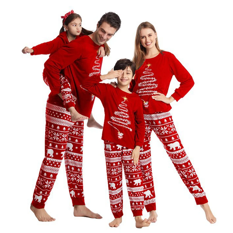 2023 Couples Christmas Family Matching Pajamas Set Red Santa Mother Kids Clothes Christmas Pajamas For Family Clothing Set