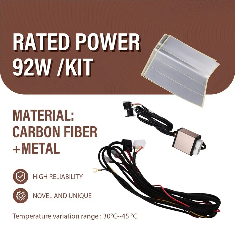 

ABXN-Heating Pad Kit Universal Built-In Car Seat Heater 2 Seats 3-Level Control Switch System Square Switch