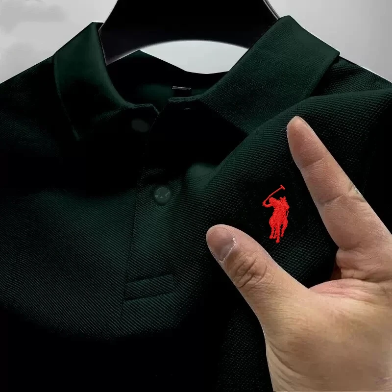 Neues hochwertiges, kurzärmeliges Poloshirt mit gesticktem Logo für Herren, Sommermode, lässig, bequem, atmungsaktives T-Shirt-Oberteil