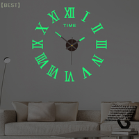 3D Luminous Wall Clock Frameless Acrylic DIY Digital Clock Wall Stickers Mute Clock For Living Room Bedroom Office Wall Decor