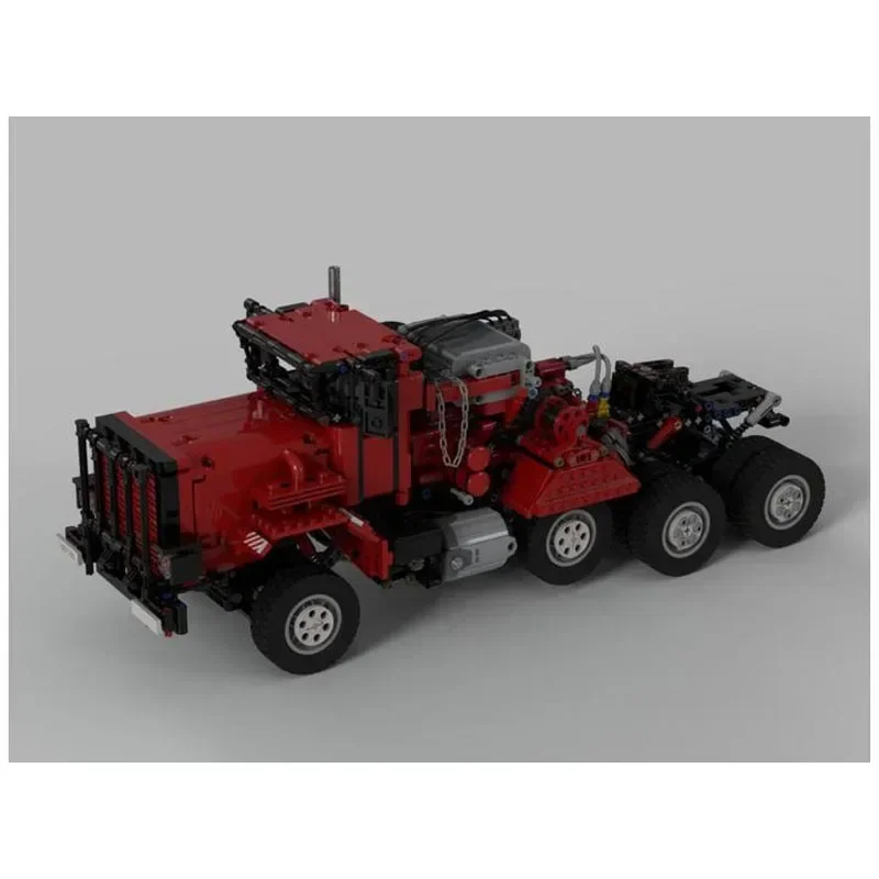 MOC-41221M911Red Edition Heavy Equipment Transport Truck Splicing AssemblyBuilding Block Model1815Parts Kids Building Block Toy