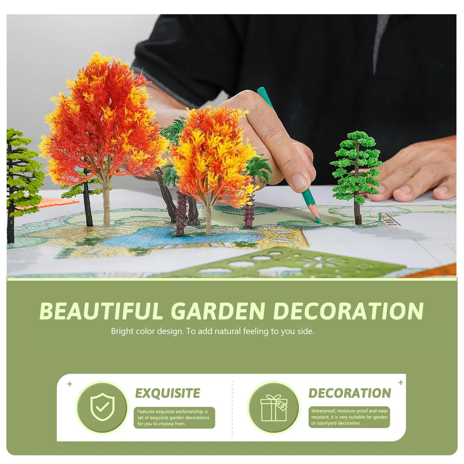 

4pcs Maple Trees Model 19cm 15cm 13cm 10cm Plastic for Landscape Decor Home Garden Scenery Accessories Plants